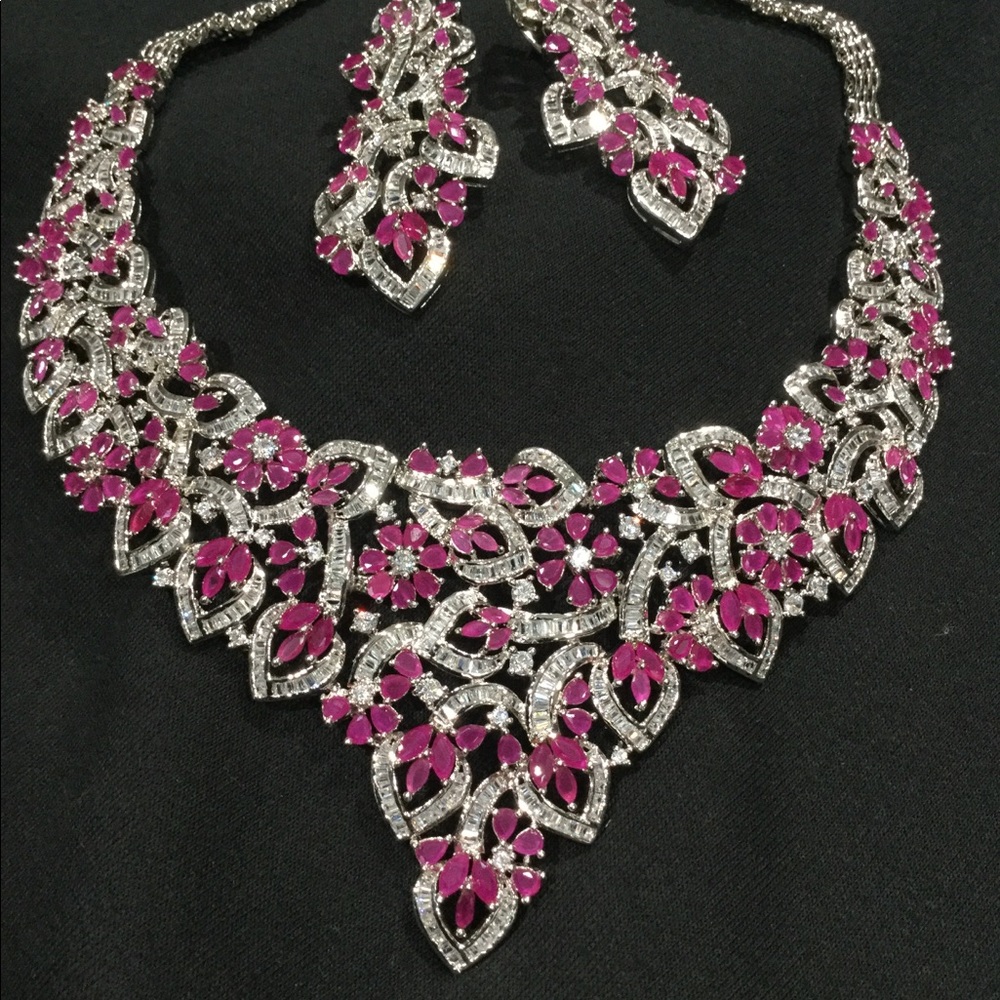 Indian Pakistani wedding necklace earrings saree - Picture 2 of 10